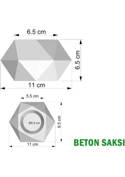 Beyaz Beton Saksılı Geometrik Prizma Vazo ve Yapay Papatya Çiçekleri modelleri