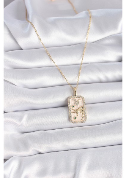 Gold Renk Zincir Boğa Burcu Zirkon Taşlı Kadın Kolye - EBJ261410W29159 fiyatları