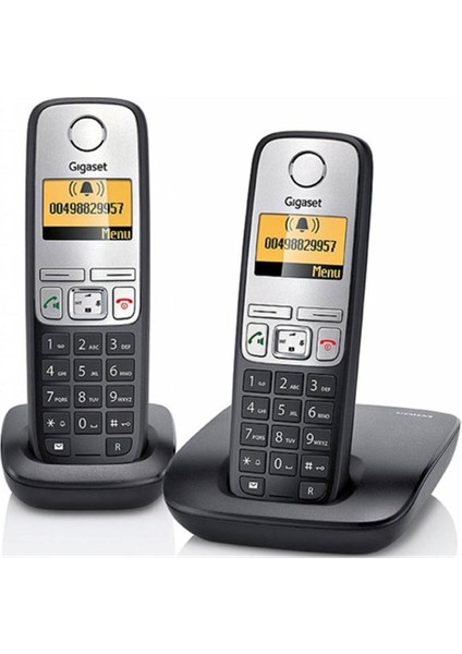 A690 Duo 2 Li Siyah Telsiz Dect Telefon 100 Rehber Handsfree Işıklı Ekran