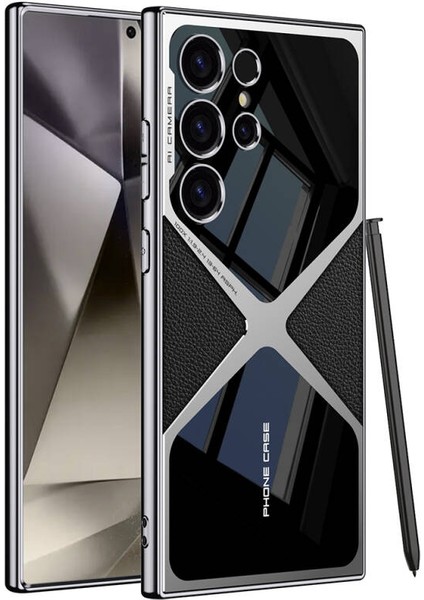 Samsung Galax S24 Ultra Kılıf Ultra İnce Kamera Korumalı Pc Deri Görünümlü Casper Kapak