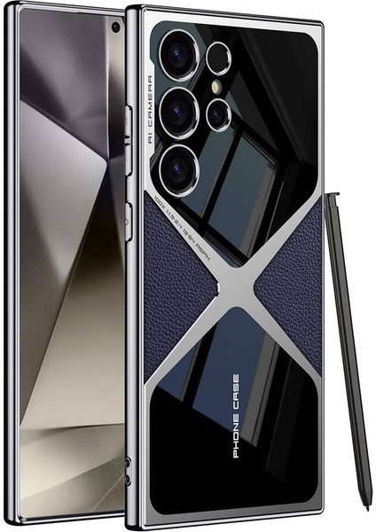 Samsung Galax S24 Ultra Kılıf Ultra İnce Kamera Korumalı Pc Deri Görünümlü Casper Kapak