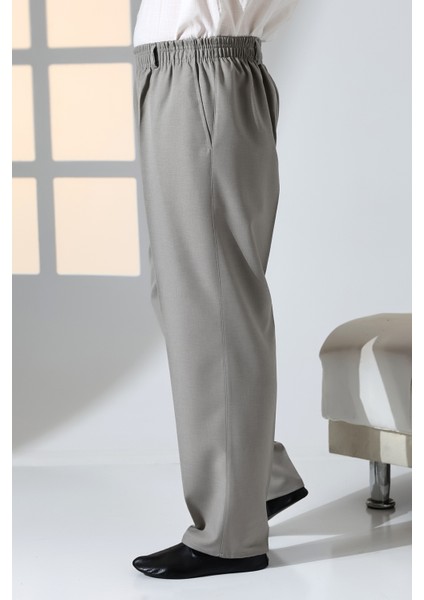 Erkek Rahat Kesim Beli Lastikli Cepli Hac ve Umre Kumaş Şalvar Pantolon - Toprak Rengi (Isr) indirimleri