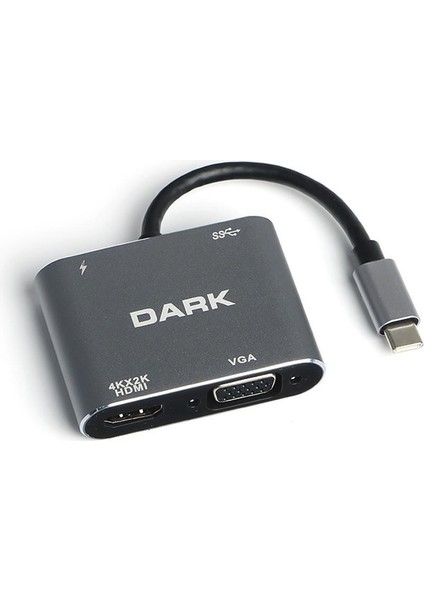 Dk Ac U31XHDV USB 3.1 Type-C' Den 4K UHD HDMI & VGA Dönüştürücü Adaptör