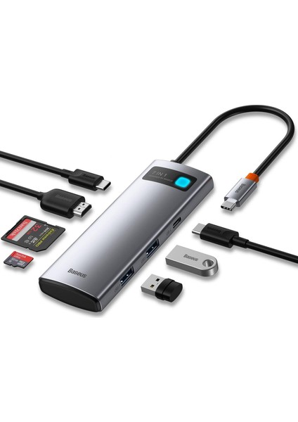 Baseus B00030708811-00 7in1 Type-C Hub (3 USB 5gbps-Hdmı-Sd-Tf-Type-C) 4K@60Hz Ultra Clarity fiyatları