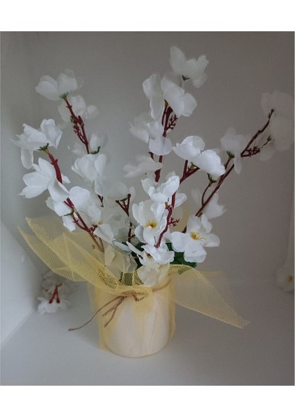 Bahar Dalı Yapay Çiçek, Beyaz, Işıklı, Tül Süsleme, Yükseklik 11-30 cm fırsatları
