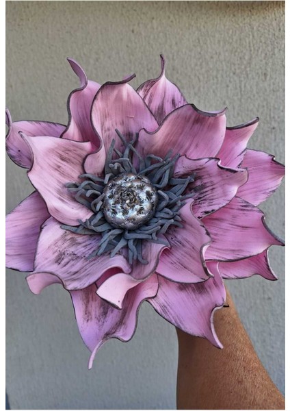 Pembe ve gri vazoya uygun tek dal çiçek, 31-45 cm yükseklik fiyatları