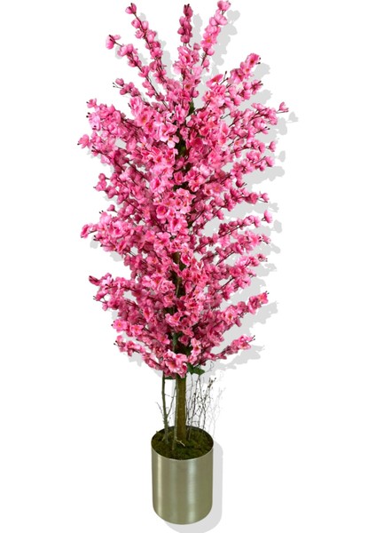 Pembe Bahar Dalı 180 cm Yapay Ağaç, Çok Renkli, Metal Saksı, 151-200 cm yüksekliği modelleri