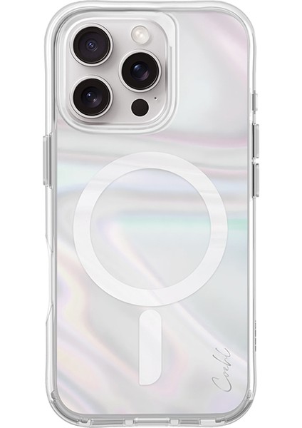 Apple iPhone 16 Pro Kılıf Hologramlı Parlak Yüzey Magsafe Şarj Özellikli Savon Premium Kılıf