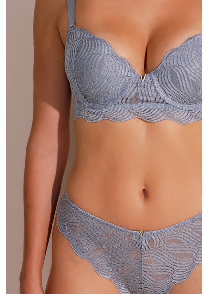 Açık Mavi Dantelli Dolgulu Sütyen Takım MEAW24ST0039 modelleri