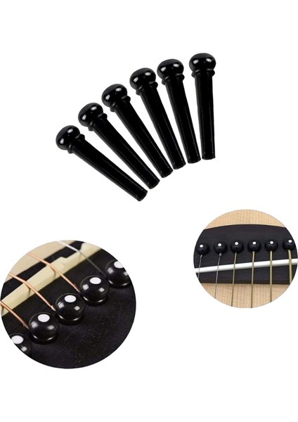 SN-10BK Akustik Gitar Köprü Pimi 6 Adet (Siyah)