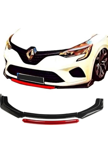 Renault Clio 5 Ön Tampon Altı Lip 4 Parça 2019-2022 (Kırmızı)