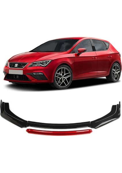 Seat Leon Ön Tampon Altı Lip 4 Parça 2013-2019 (Kırmızı)