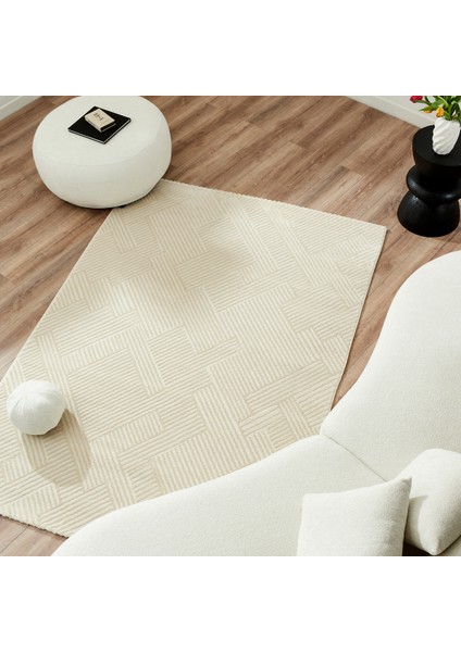 Geometrik Çizgili Desenli Şönil Halı, Salon Halısı, Oturma Odası Halısı, Çocuk Odası Halısı, Kolidor Makine Halısı