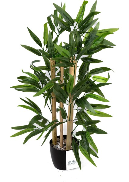 Taş Detaylı Saksıda Yapay Bambu Ağacı, Siyah Saksı, 51-80 cm, Çiçekli Ağaç Tarzı indirimleri
