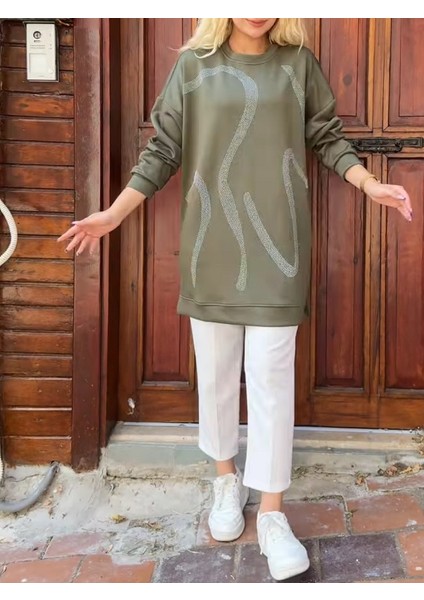 Taş Işlemeli Uzun Sweatshirt fiyatları