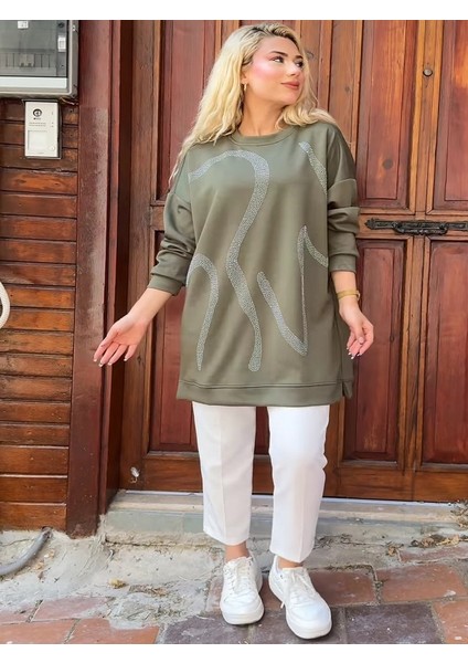 Taş Işlemeli Uzun Sweatshirt fırsatları