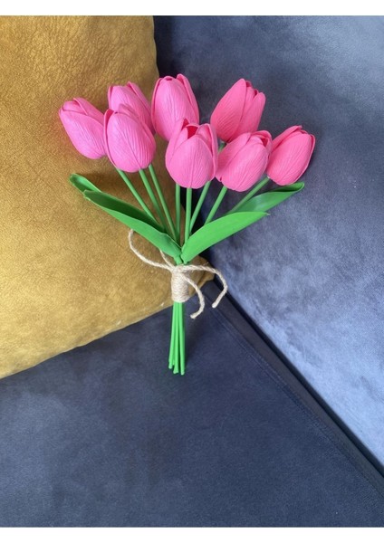 Canlı Doku Yapay Islak Pembe Lale Seti 8'li, Yükseklik 11-30 cm fiyatları
