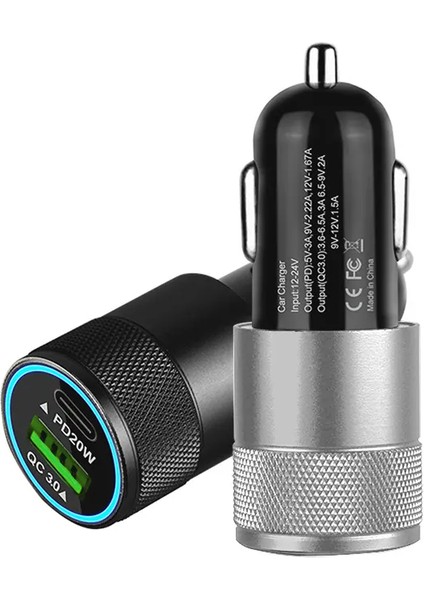 40 W Type-C ve USB Girişli Araç Çakmaklık Hızlı Şarj Aleti