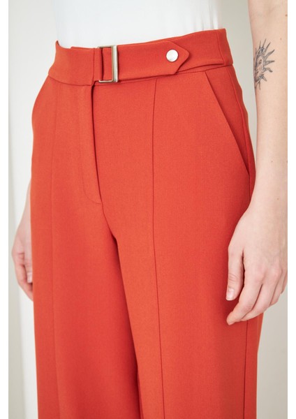 Toka Detay Bol Paça Pantolon Kiremit indirimleri