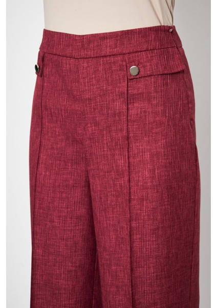 Cep Detay Yünefekt Pantolon Bordo