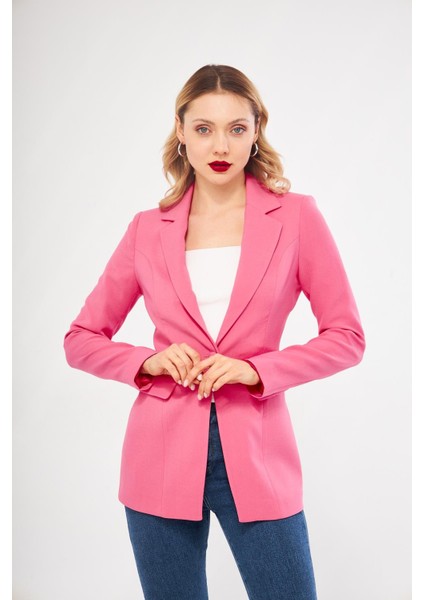 Tek Düğme Klasik Ceket Pembe