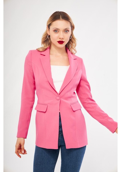 Tek Düğme Klasik Ceket Pembe