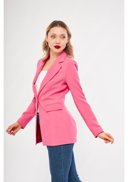 Tek Düğme Klasik Ceket Pembe