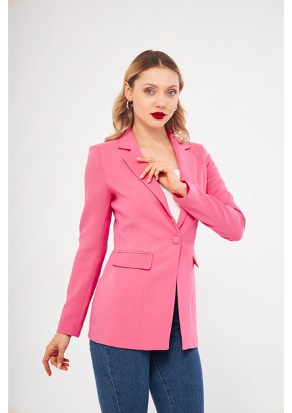 Tek Düğme Klasik Ceket Pembe