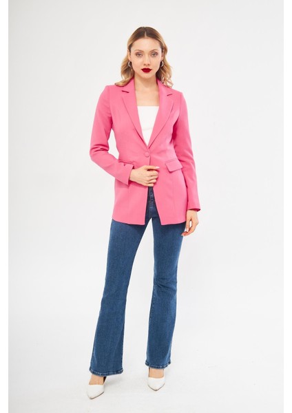 Tek Düğme Klasik Ceket Pembe