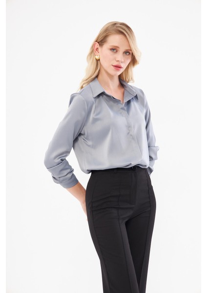 Klasik Saten Gömlek Gri fiyatları