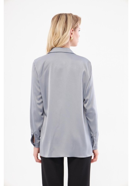 Klasik Saten Gömlek Gri indirimleri