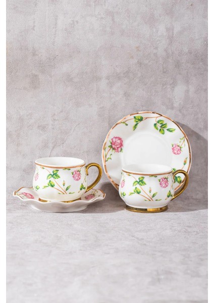 Nautilus Altın Yaldızlı Porselen 6 Kişilik Fincan Seti 12 Parça Türk Kahvesi Fincanı TAKIMI-90ML fiyatları