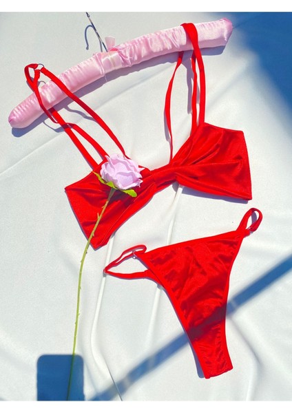 Nina Kırmızı Fiyonk Yılbaşı Özel Bralet Takımı