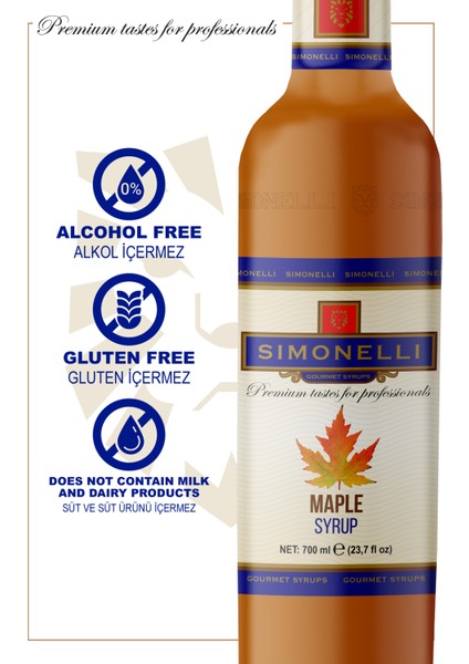 Kahve ve Kokteyl Şurubu Maple 700 ml + Pompa Simonelli