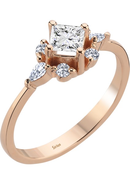 ve Prenses Kesim Beyaz Topaz Taşlı Mila Yüzük 0447R0094