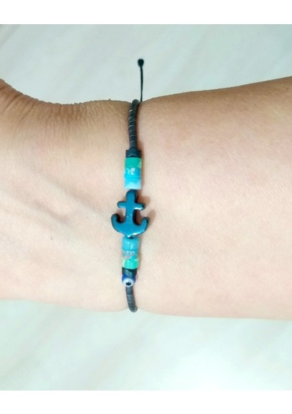 Lacivert Hematit Çapa ve Varisit Doğaltaşlı Minik Nazar ve Miyuki Boncuklu Unisex Bileklik fırsatları