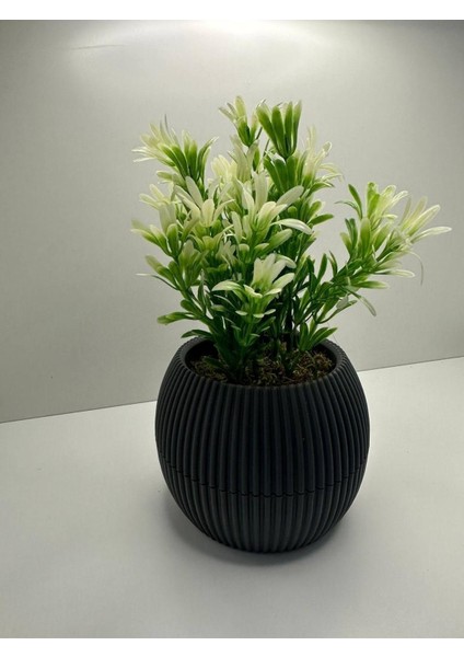 Mini yapay çiçek, taş yosunlu, gri saksıda, dekoratif bitki, masa ve banyo dekoru fırsatları