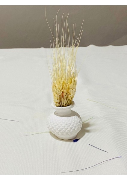 Mini dekoratif başak saksılı yapay çiçek, beyaz, 10 cm, güzel süsleme için ideal
