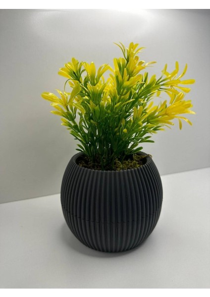 Mini Afrika Zambağı Saksıda, Yapay, Gerçek Taş Yosunlu, 18 cm, Dekoratif Çiçek fırsatları