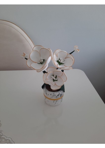 El yapımı lateks mini sunum çiçeği, beyaz ve gold renk, 11-30 cm yükseklik fırsatları