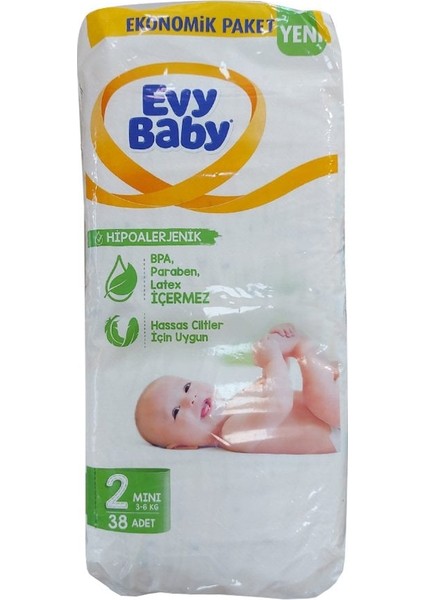 Evy Baby 2 Numara Eko Bebek Bezi Mini 38'li Paket