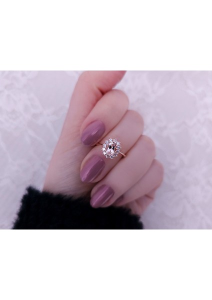 Pırlanta ve Oval Morganitetaşlı Anturaj Yüzük 0404R0406