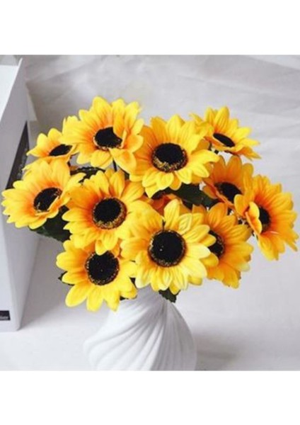 Yapay Lüx Sarı Ayçiçeği Demeti, doğal görünüm, 11-30 cm, güzel dekorasyon.