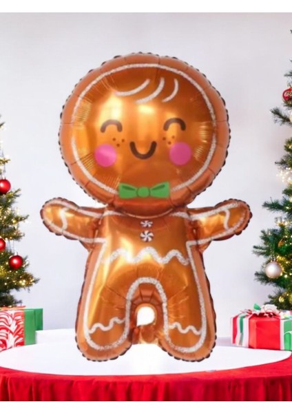 Yılbaşı Balonu Gingerbread Kurabiye Adam Folyo Balon 48*69 Cm Yılbaşı Balonları