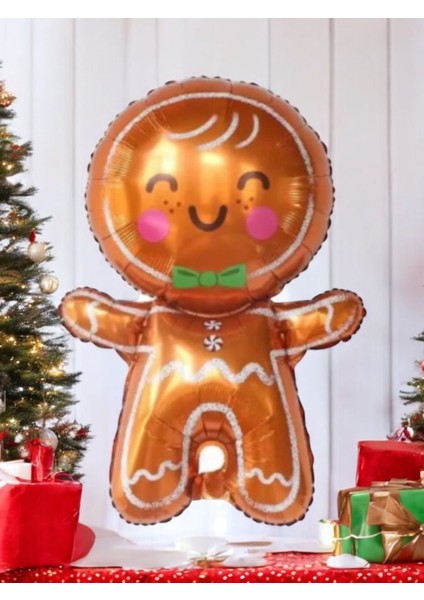 Yılbaşı Balonu Gingerbread Kurabiye Adam Folyo Balon 48*69 Cm Yılbaşı Balonları