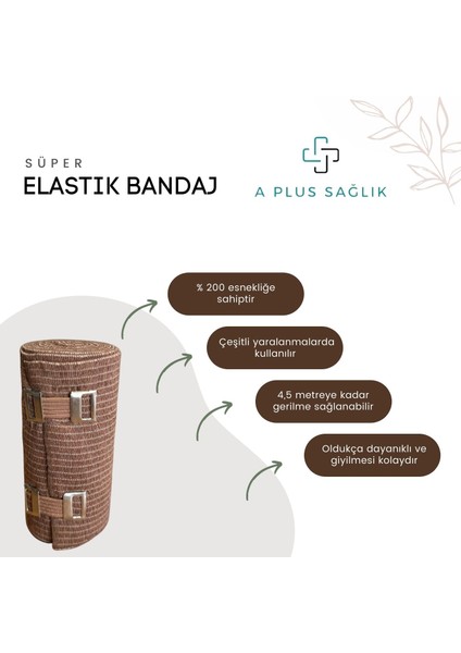 Aplussağlık Elastik Bandaj 15 cm Yüksek Kalite Süper Tıbbi Elastik Bandaj