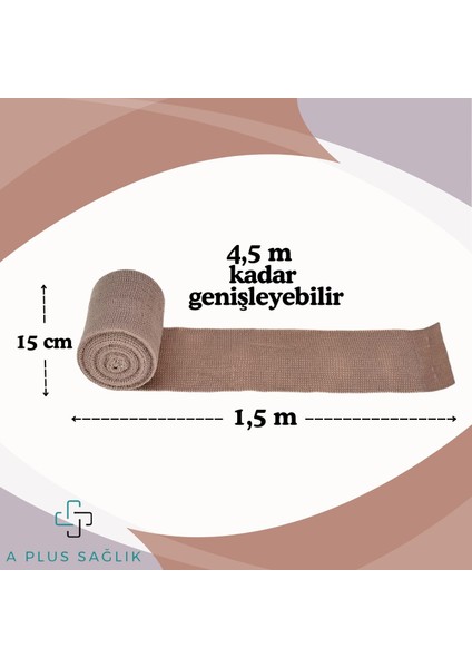 Aplussağlık Elastik Bandaj 15 cm Yüksek Kalite Süper Tıbbi Elastik Bandaj