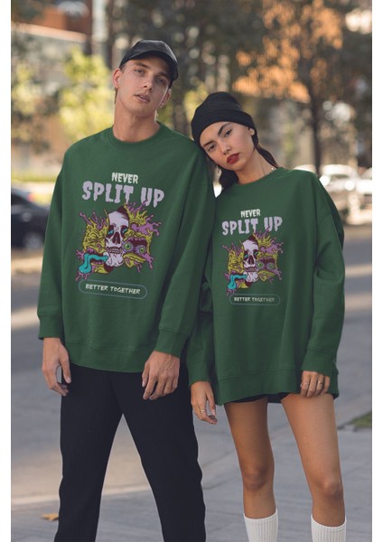 Never Splıt Up Baskılı Oversize Sweatshirt 22851