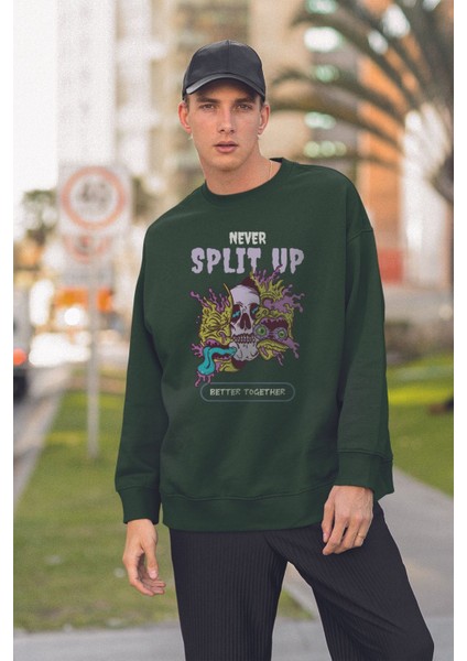 Never Splıt Up Baskılı Oversize Sweatshirt 22851 modelleri