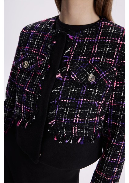Tweed Desenli Düğme Detaylı Ikili Takım fırsatları
